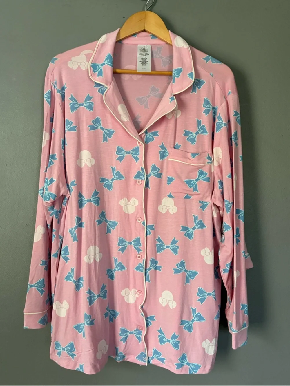 NWT Disney Parks Minnie Mouse Bow Pajama Set Pastel Pink Coquette Loungewear 2X